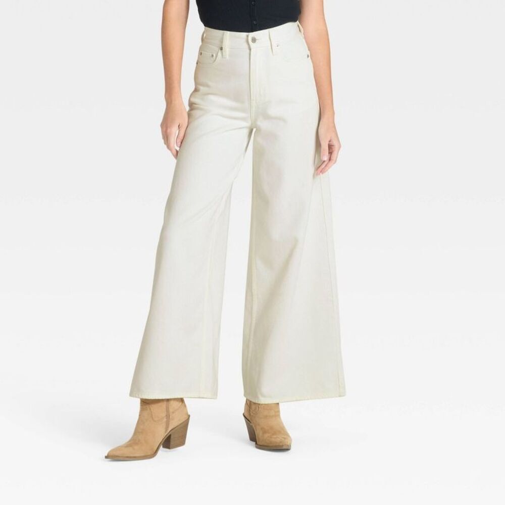 Women's Highest-Rise Palazzo Wide Leg Jeans - Universal Thread White 8